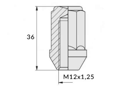 NAKRĘTKA FELGI ALU SKOK GWINTU 1.25 KLUCZ 19 MM ZAMIENNIK