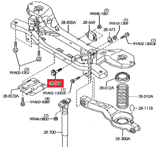 ŚRUBA WAHACZA ORYGINAŁ MAZDA ZXS300-OE