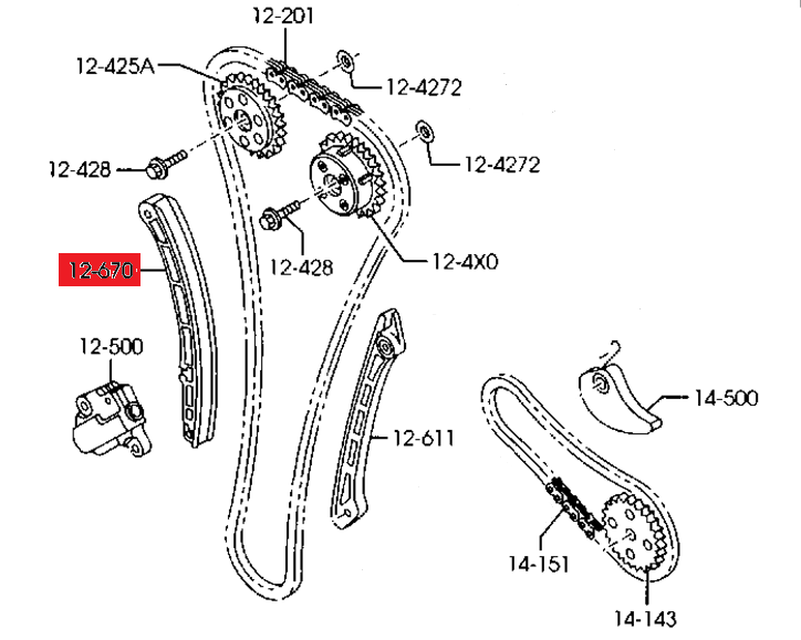ŚLIZG / PROWADNICA ŁAŃCUCHA ROZRZĄDU ORYGINAŁ MAZDA RNP300-OE