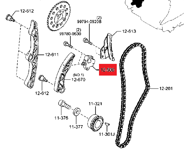 NAPINACZ ŁAŃCUCHA ROZRZĄDU ORYGINAŁ MAZDA RN323-OE