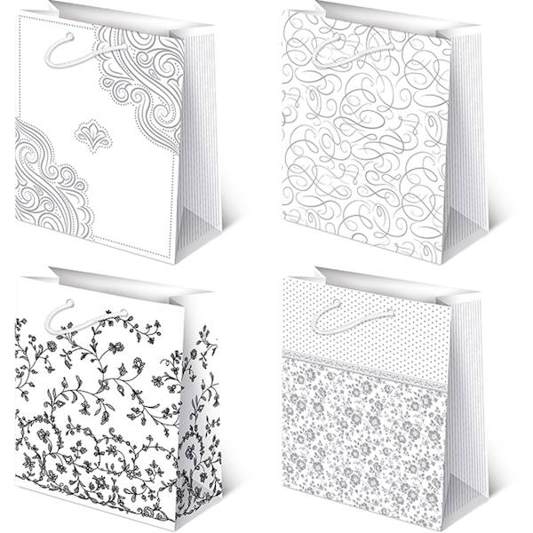 Torebki ozdobne XL AVANTGARDE set 4 Białe