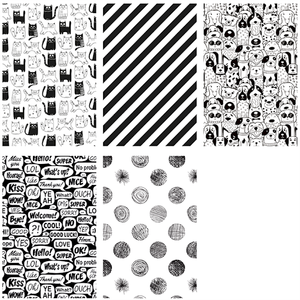 Papier ozdobny 2m 50 ark. Set 71: Czarno białe
