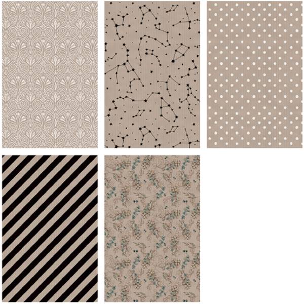 Papier ozdobny 2m 50 ark. Set 49: Kraft Grafika