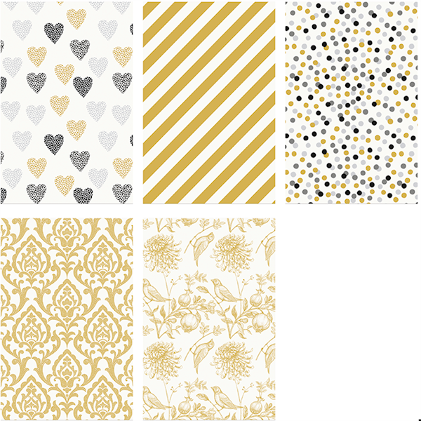 Papier ozdobny 2m 50 ark. Set 54: Złoto srebro