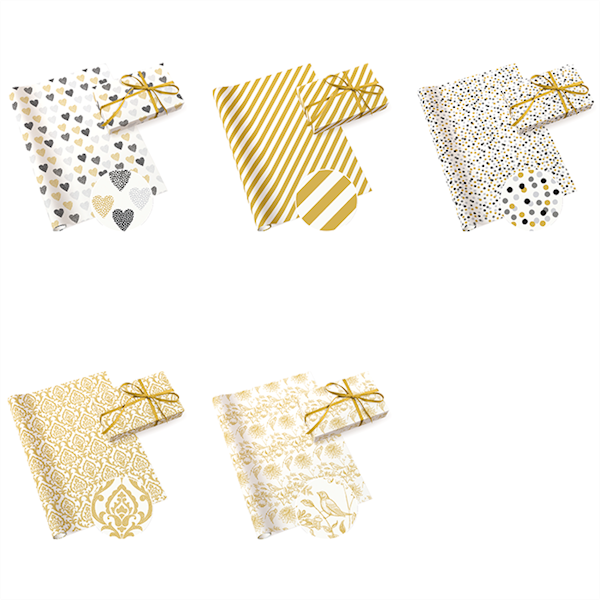 Papier ozdobny 2m 50 ark. Set 54: Złoto srebro