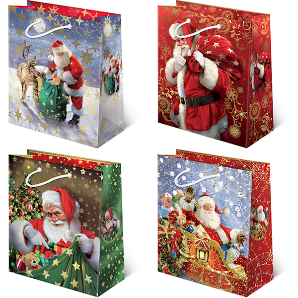 Torebki ozdobne XL set S-43 Mikołaj realistyczny