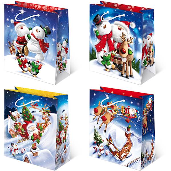 Torebki ozdobne T-8L set S-33 Mikołaj i Bałwanek