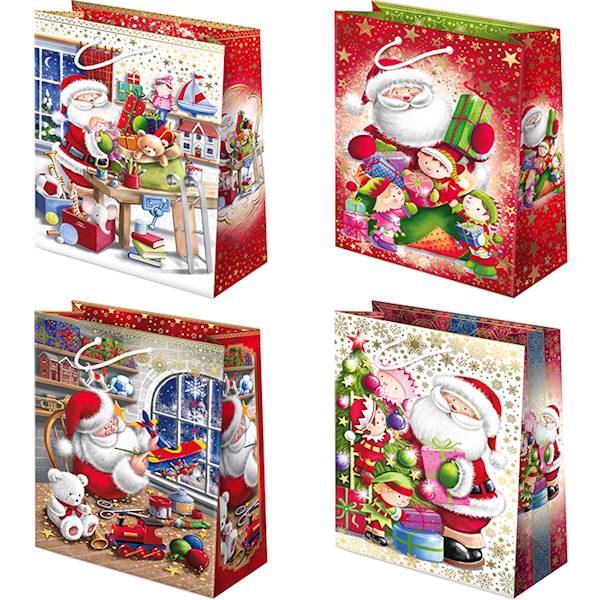 Torebki ozdobne T-2L set S-25 Mikołaje białe