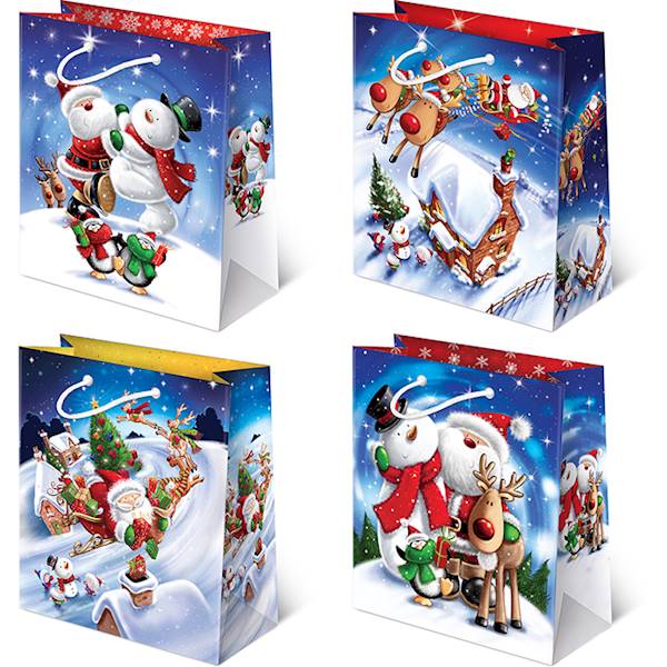 Torebki ozdobne XL set S-33 Mikołaj i Bałwanek