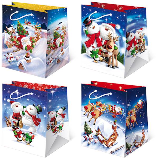 Torebki ozdobne T-16L set S-33 Mikołaj i Bałwanek