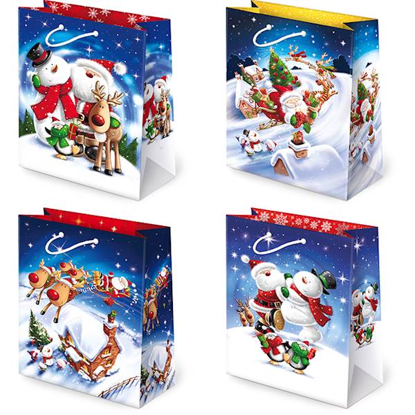 Torebki ozdobne T-2L set S-33 Mikołaj i Bałwanek