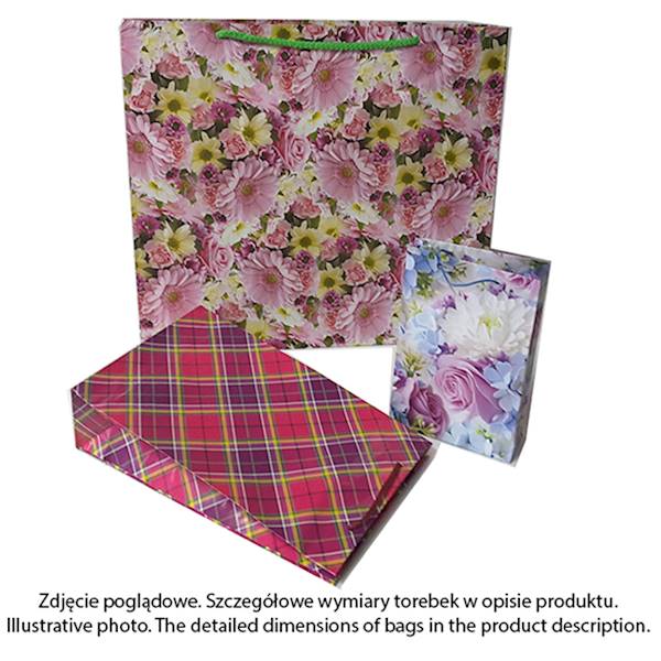 Torebki ozdobne miękkie X kwiaty/grafika