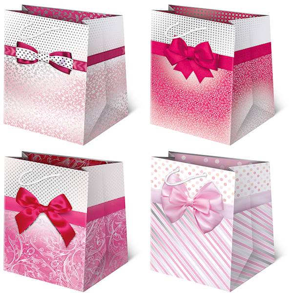 Torebki ozdobne T-16L set 1 Kokardy różowe