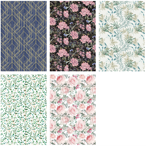 Papier ozdobny 2m 50 ark. Set 52: Grafika i kwiaty