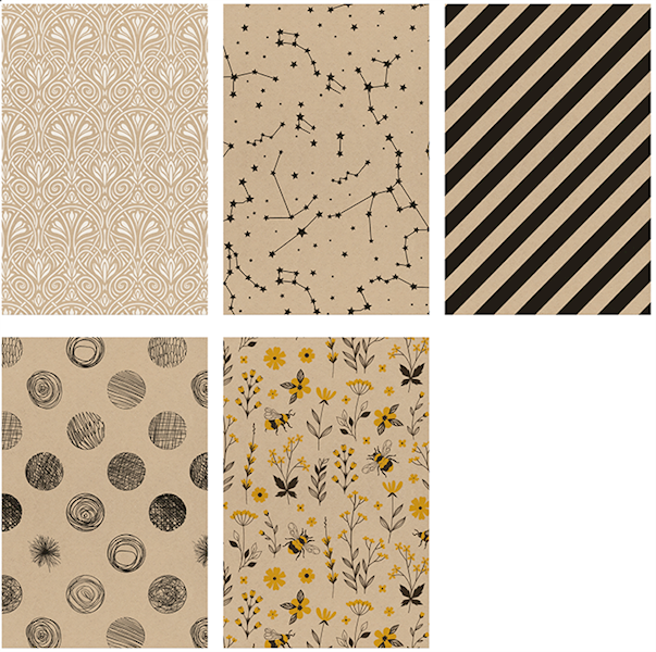 Papier ozdobny 2m 50 ark. Set 83: Kraft Grafika