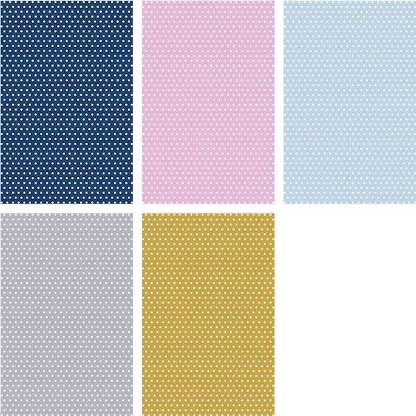 Papier ozdobny 2m 50 ark. Set 64: Kropki groszki