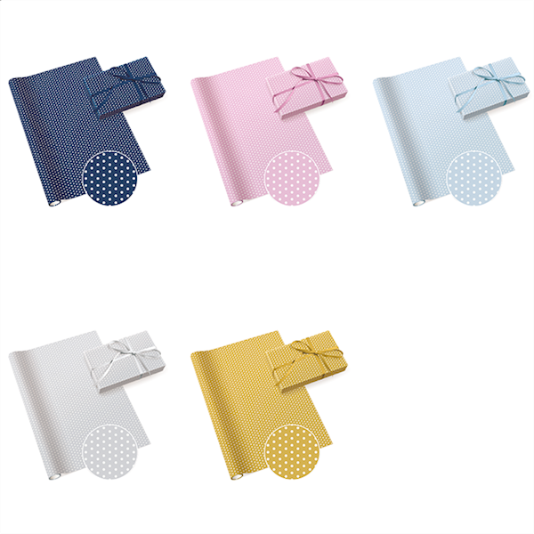 Papier ozdobny 2m 50 ark. Set 64: Kropki groszki