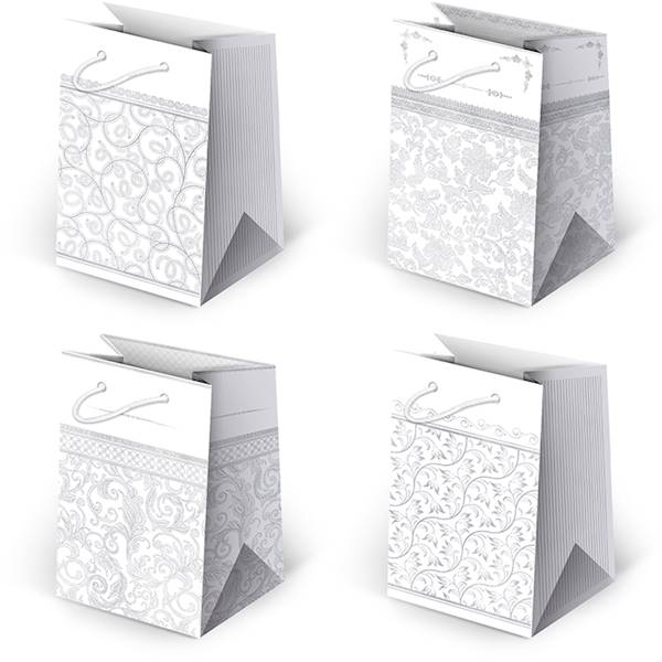 Torebki ozdobne T-5L set 18 Białe grafika