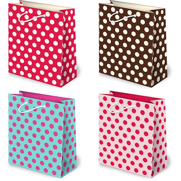 Torebki ozdobne XL set 26 Doty, Grochy