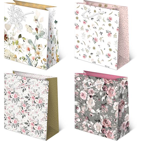 Torebki ozdobne XL set 106 Kwiaty mat