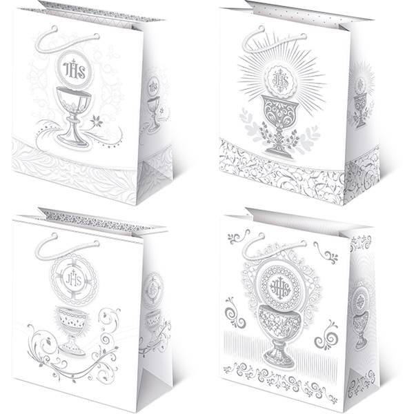 Torebki ozdobne XL set K10 Komunia srebro