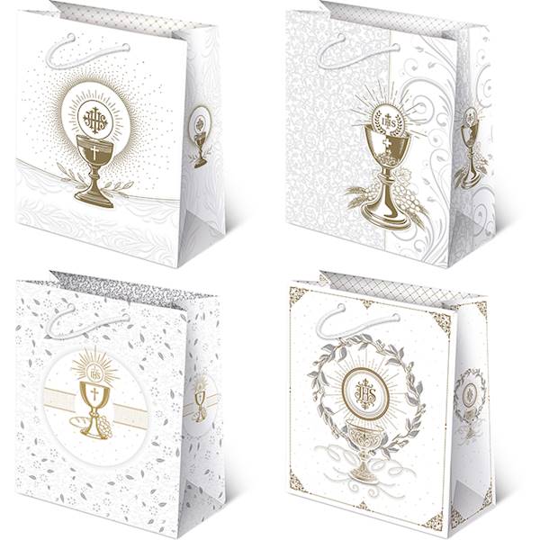 Torebki ozdobne XL set K9 Komunia złoto srebro