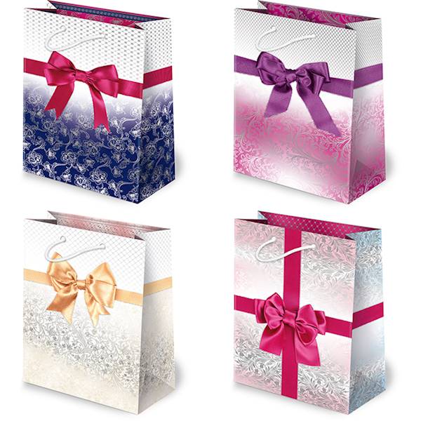 Torebki ozdobne T-4L set 28 Kokardy różowe