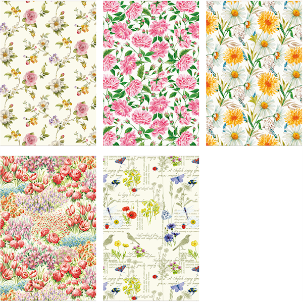 Papier ozdobny 2m 50 ark. Set 85: Kwiaty