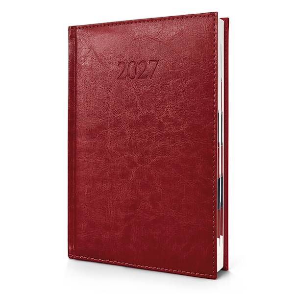 Kalendarz A5 2027 Lux Dzienny Bordowy