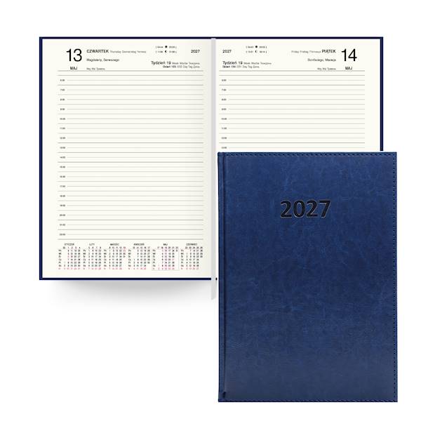 Kalendarz A4 2027 Lux Dzienny Granat