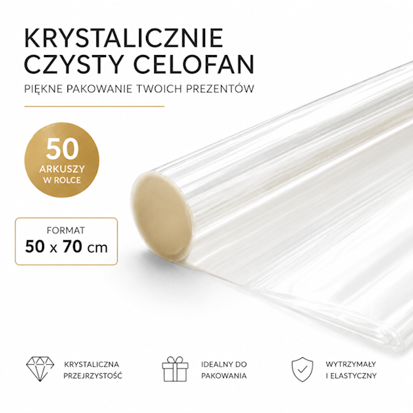 Celofan do pakowania prezentów 50 x 70 cm – 50 arkuszy