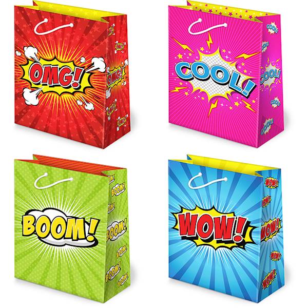 Torebki ozdobne XL set 64 Dymki komiksowe