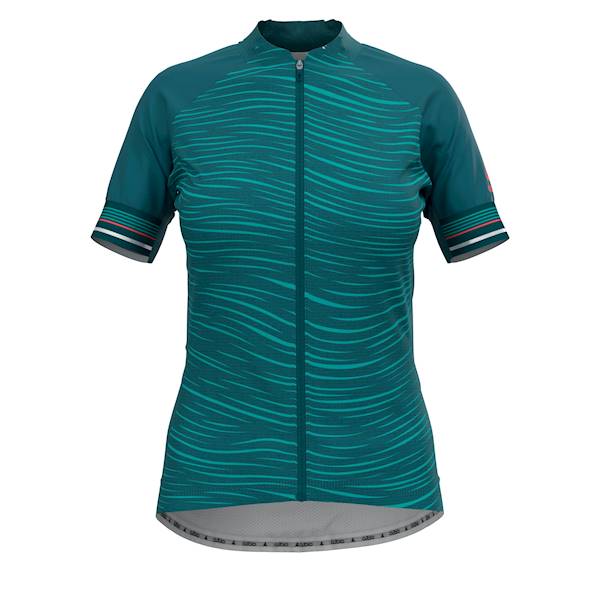 Koszulka tech. damska Odlo full zip green XL