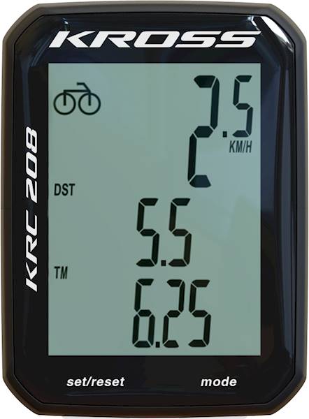 Licznik rowerowy KRC 208, 8 funkcji, przewodowy