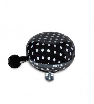Ding-Dong dzwonek Basil Polka Dot czarn/bialy 80mm