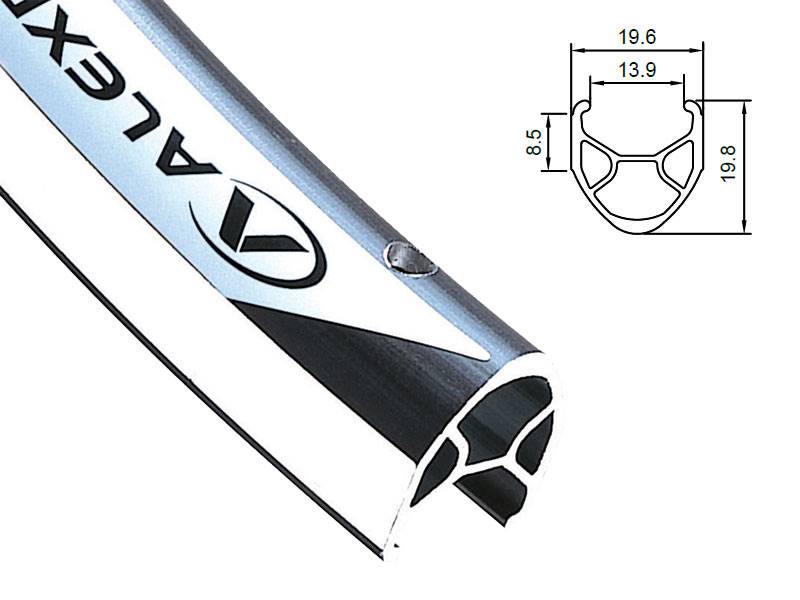Obręcz szosa ALEXRIMS R450, V-brake, Stożek 19,8mm