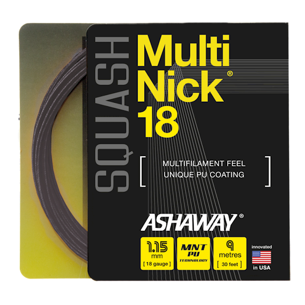 Naciąg do squasha Ashaway MultiNick 18 Czarny SET 9m