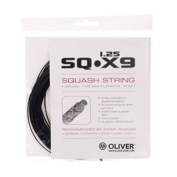Naciąg do squasha Oliver SQ-X9 1,25mm Czarny SET 10m