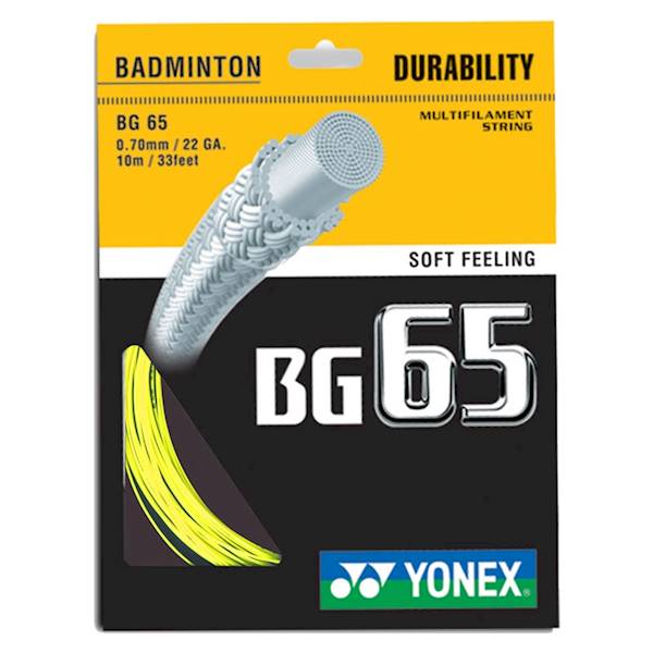 Naciąg badminton Yonex BG 65 0,70mm SET 10m | Kolor: Żółty