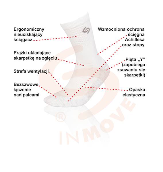 Skarpety Inmove Sport Light Silver Biały | Rozmiar: 38-40