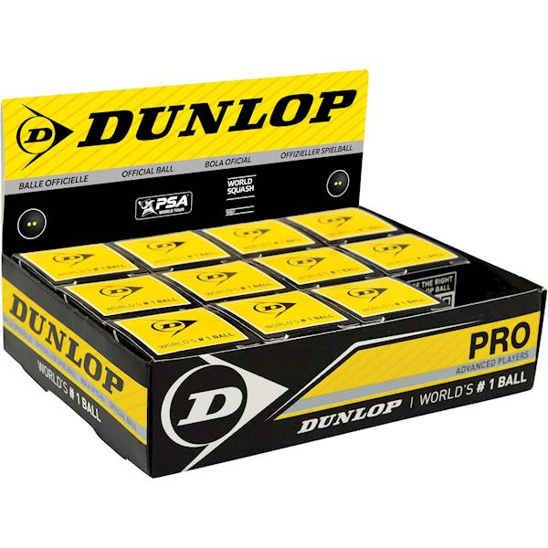 Piłka do squasha Dunlop Pro (2 kropki żółte) | Opakowanie: 12szt