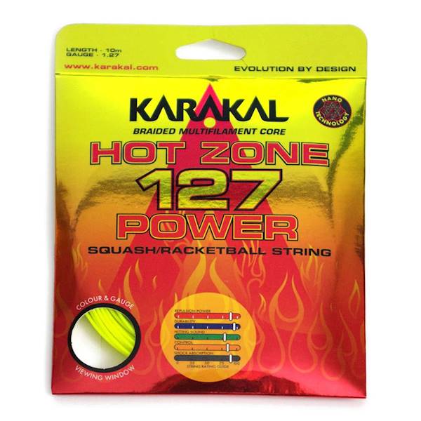 Naciąg do squasha Karakal Hot Zone 127 Power 1,27mm | Kolor: Fluo Yellow