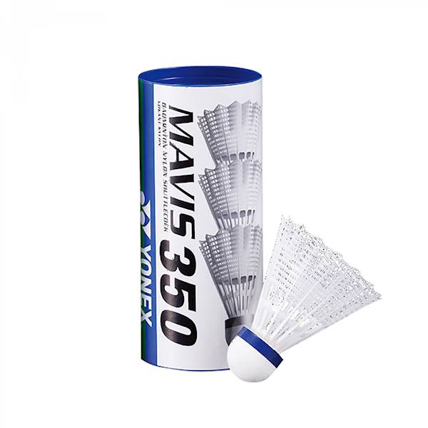 Lotki nylonowe Yonex Mavis 350 | Prędkość: średnie (niebieski kapsel) 3 szt | Koszyczek: Biały
