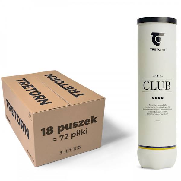 Piłki do tenisa ziemnego Tretorn SERIE+ Club 4B | Pakowane po: Karton - 18 puszek