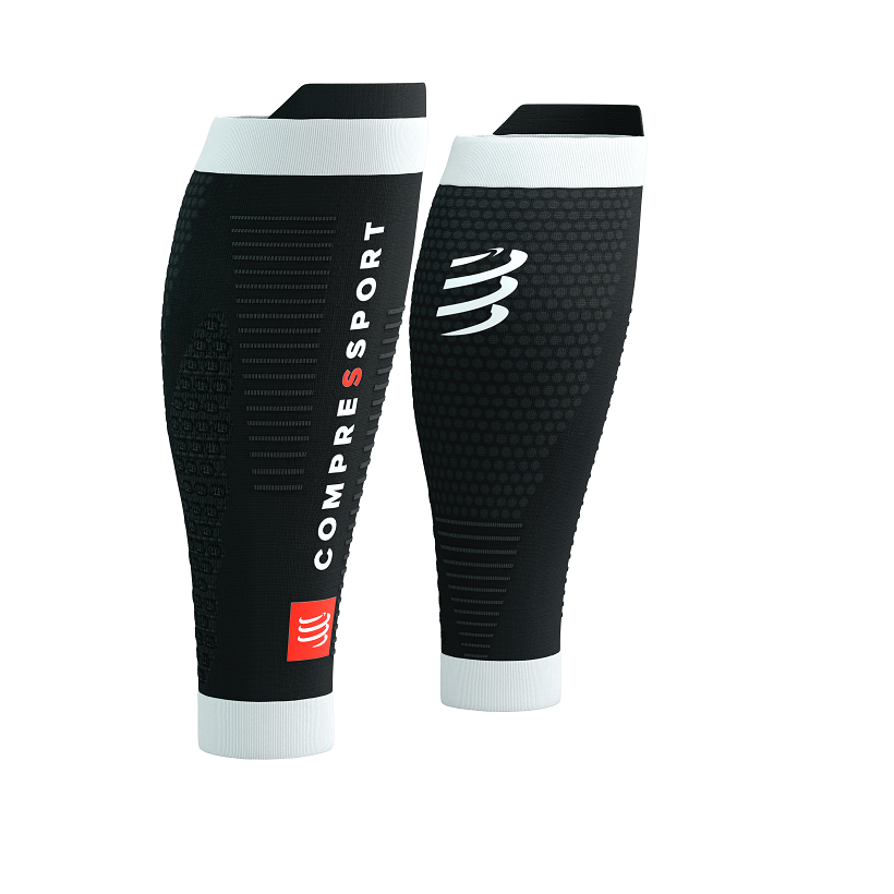 Opaski kompresyjne na łydki Compressport Calf R2 3.0 BLACK/WHITE | Rozmiar: T3
