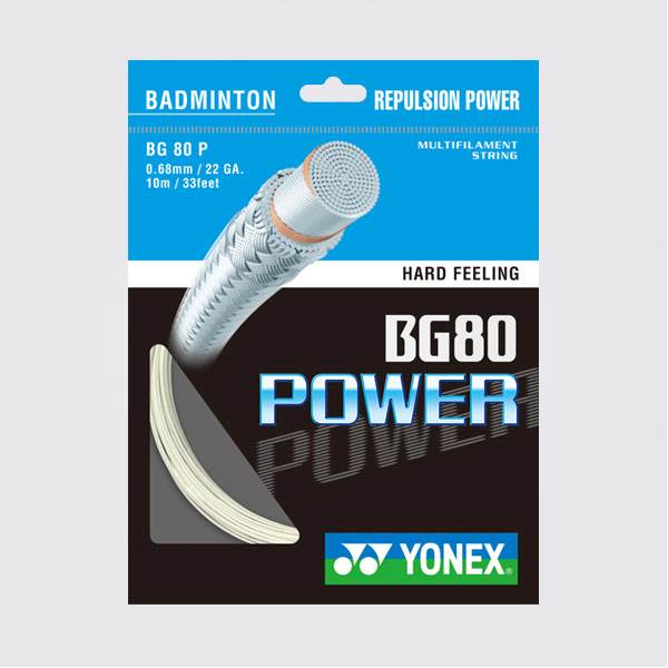 Naciąg badminton Yonex BG 80 Power 0,68mm Biały SET 10m
