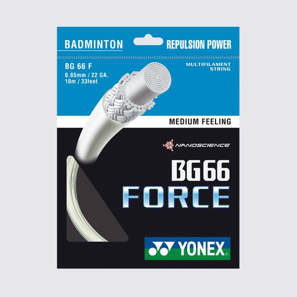 Naciąg badminton Yonex BG 66 Force 0,65mm Biały SET 10m