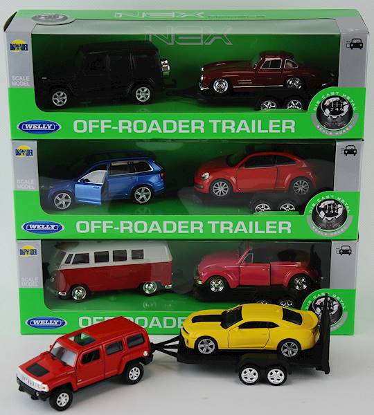 Welly dwa samochody laweta skala 1:64