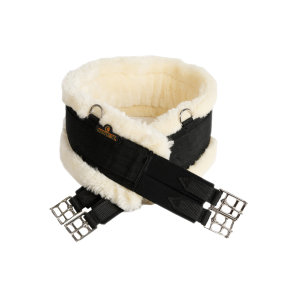 Popręg nylon 135 czarny z futrem Kentucky