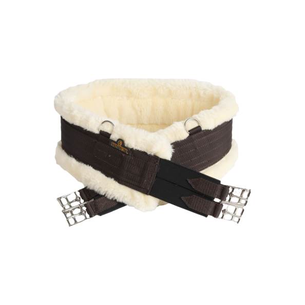 Popręg nylon 130 brąz z futrem Kentucky